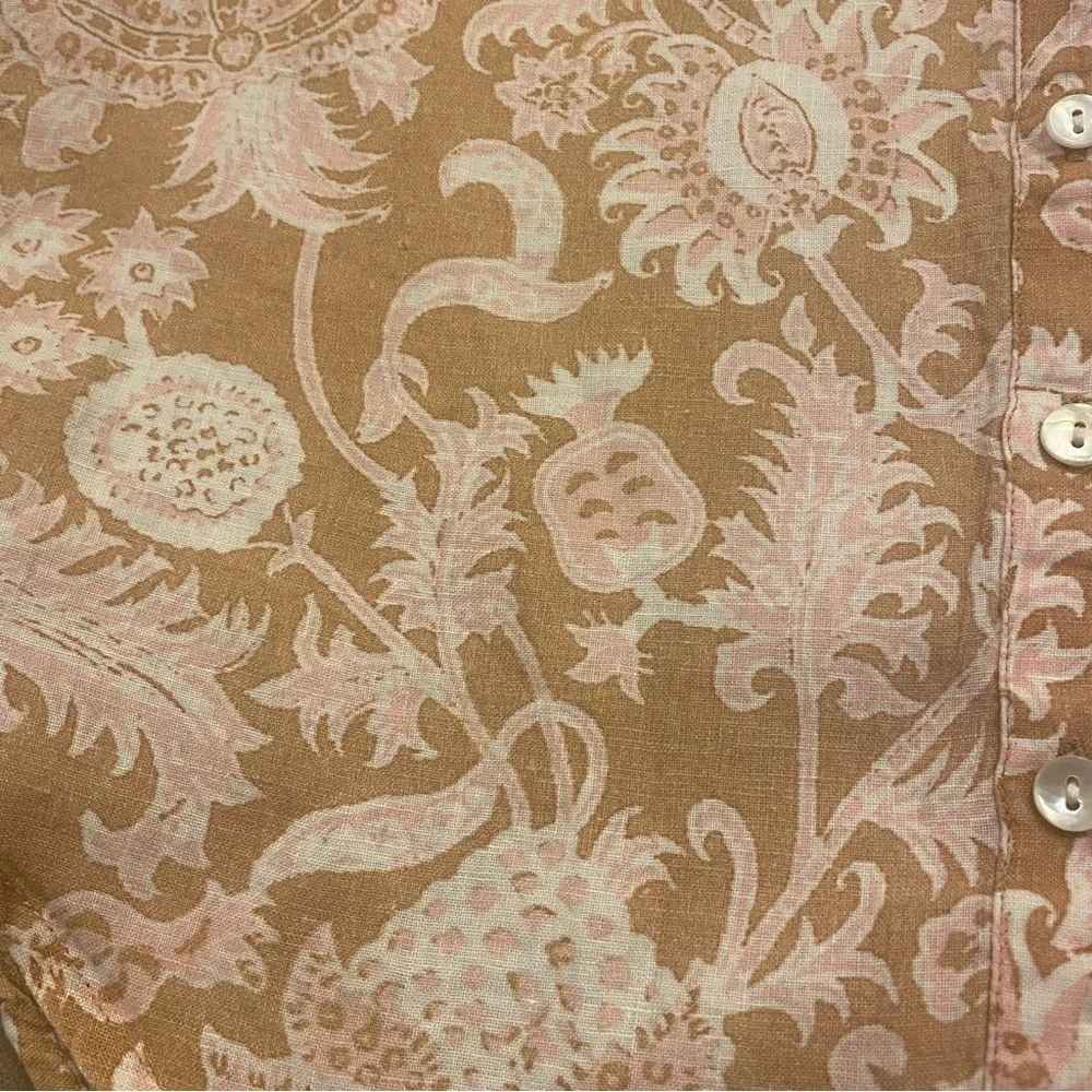 Roller Rabbit Floral Linen Button Down Top Size XS